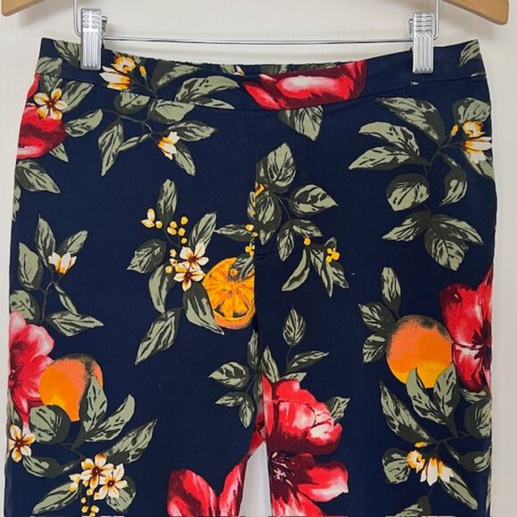 NWOT ISAAC MIZRAHI ORANGE BLOSSOM FLORAL PEDAL PUSHER CAPRIS SIZE 8 - Picture 3 of 8
